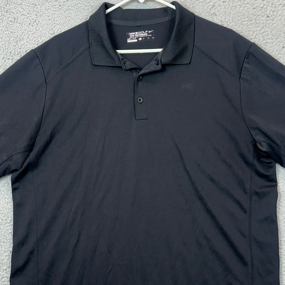 Nike Golf Polo Shirt Mens XL Tour Performance Black Dri-FIT Rugby Short Sleeve